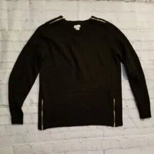 J. CREW long sleeve wool blend sweater with gold tone zipper accents size Small